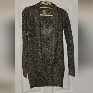 No Boundaries Black and Brown Open Front Long Cardigan